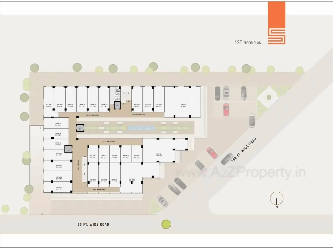 Layout of real estate project Swarnim Business Hub located at Tragad, Ahmedabad, Gujarat