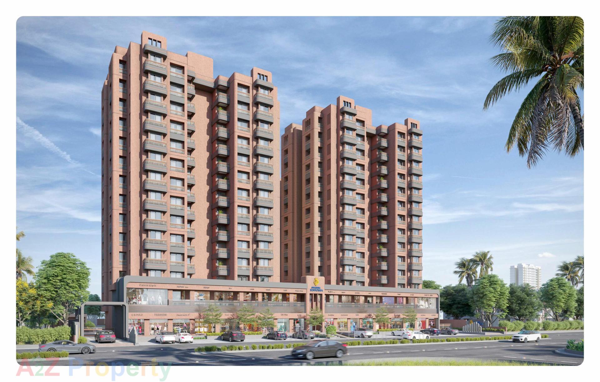 3D Elevation of real estate project Swarnim Sentossa located at Chharodi, Ahmedabad, Gujarat