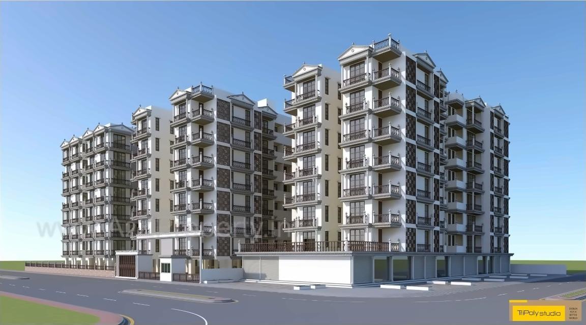 3D Elevation of real estate project Swarnim Sky Swarnim Bunglows located at Jagatpur, Ahmedabad, Gujarat