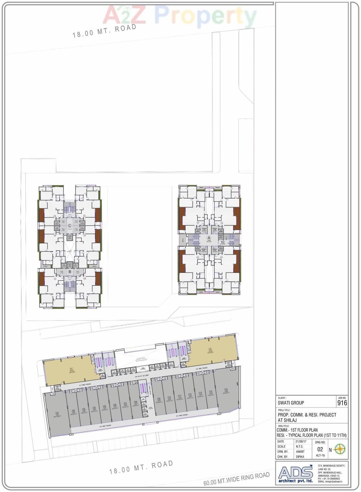 Layout of real estate project Swati Crimson Clover located at Shilaj, Ahmedabad, Gujarat