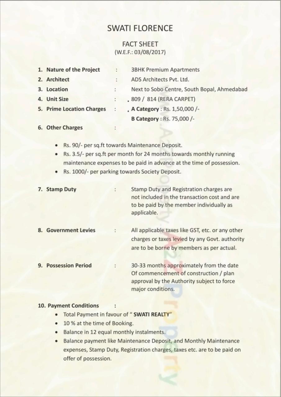  of real estate project Swati Florence located at Ahmedabad, Ahmedabad, Gujarat
