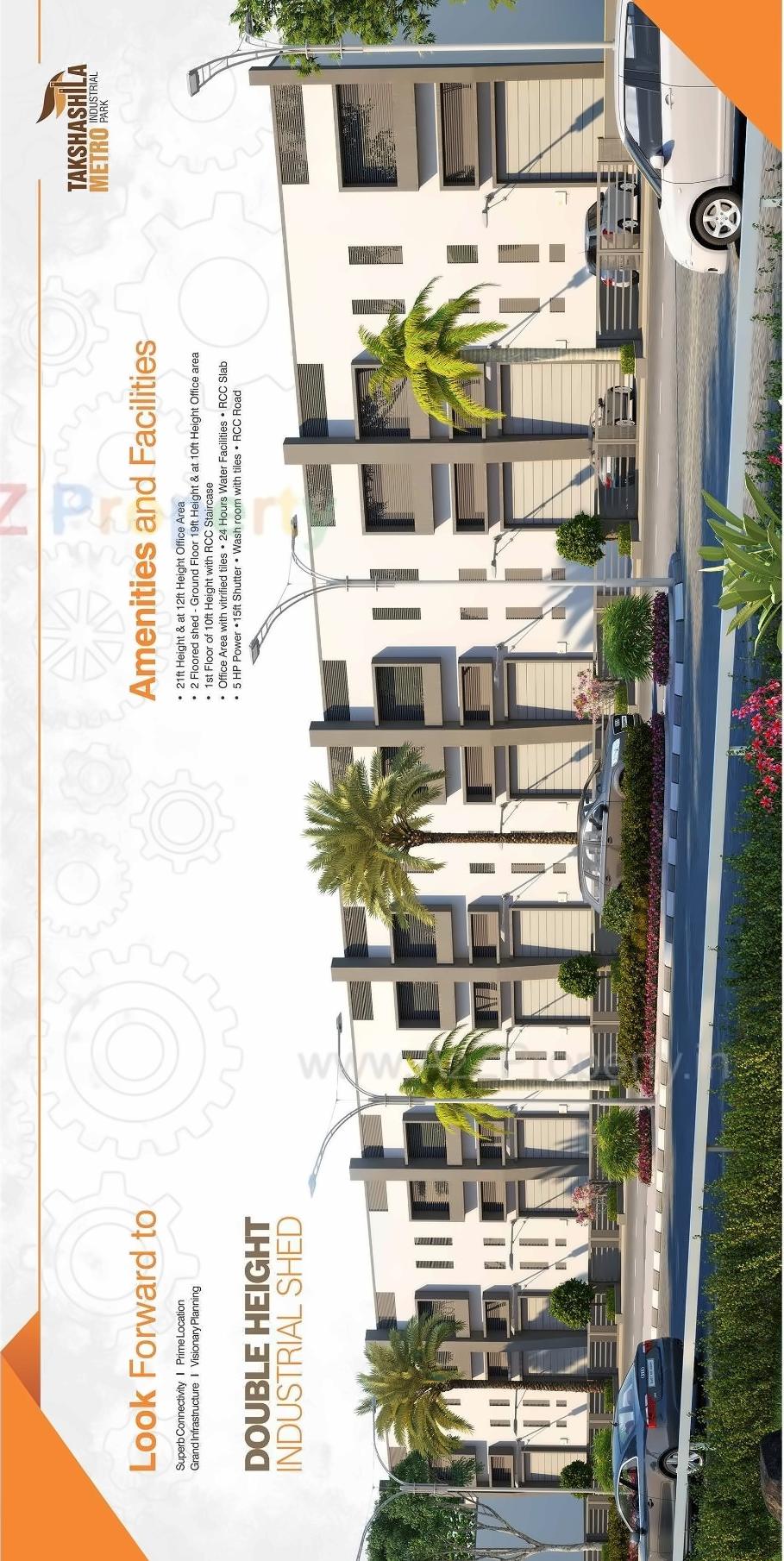 3D Elevation of real estate project Takshashila Metro Industrial Park located at Vatva, Ahmedabad, Gujarat