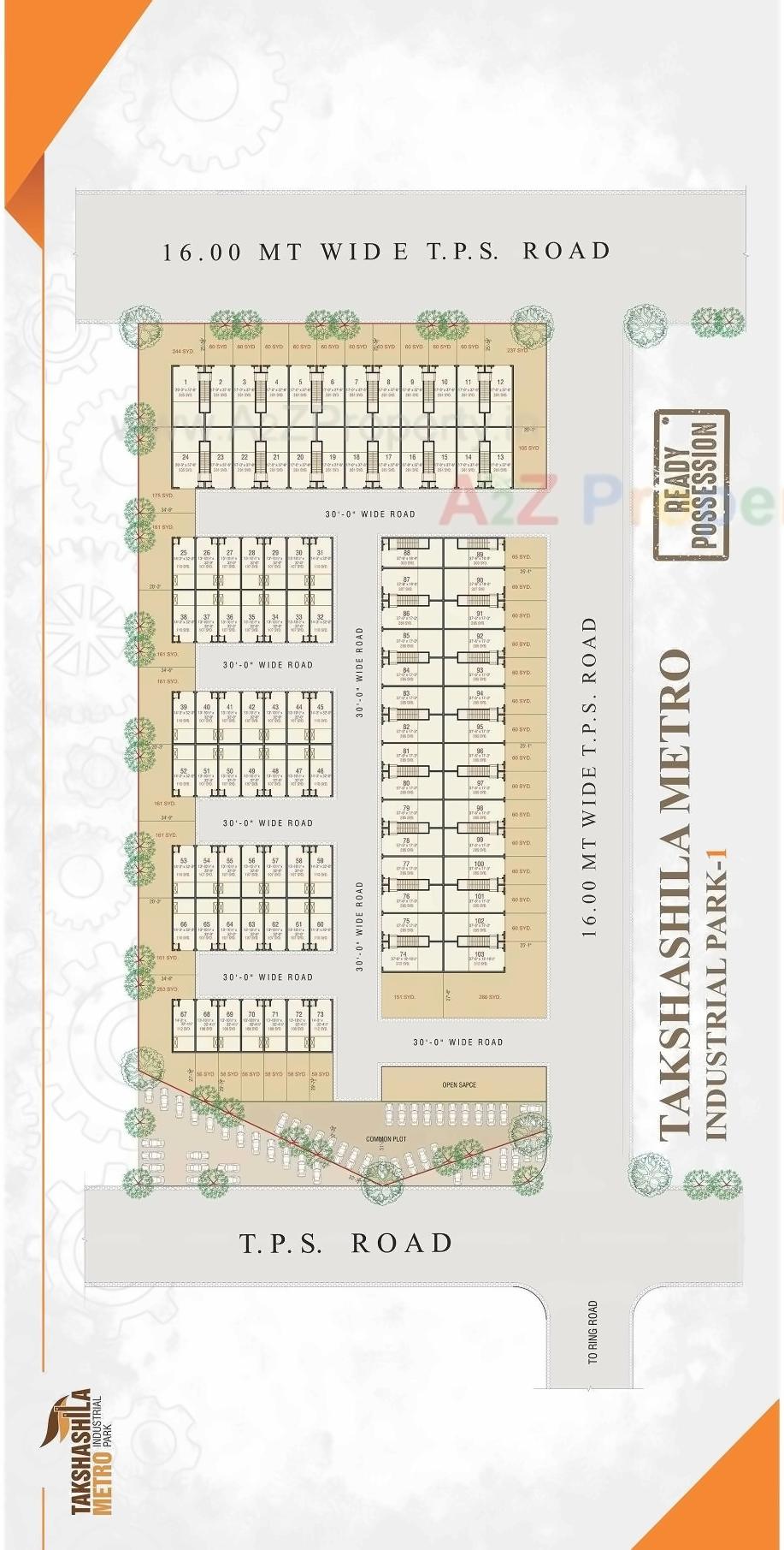 Layout of real estate project Takshashila Metro Industrial Park located at Vatva, Ahmedabad, Gujarat