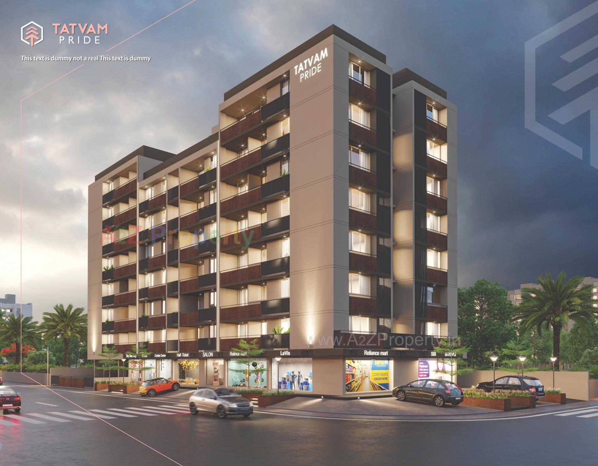 3D Elevation of real estate project Tatvam Pride located at Bhadej, Ahmedabad, Gujarat