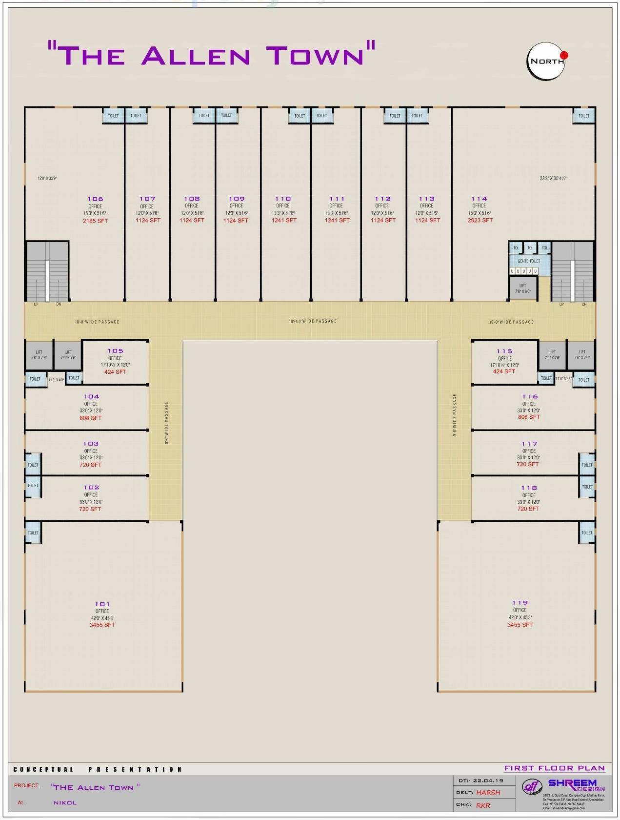 Layout of real estate project The Allen Town located at Nikol, Ahmedabad, Gujarat