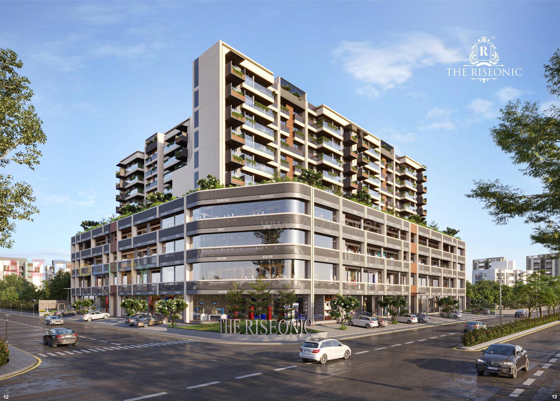 3D Elevation of real estate project The Riseonic located at Gota, Ahmedabad, Gujarat