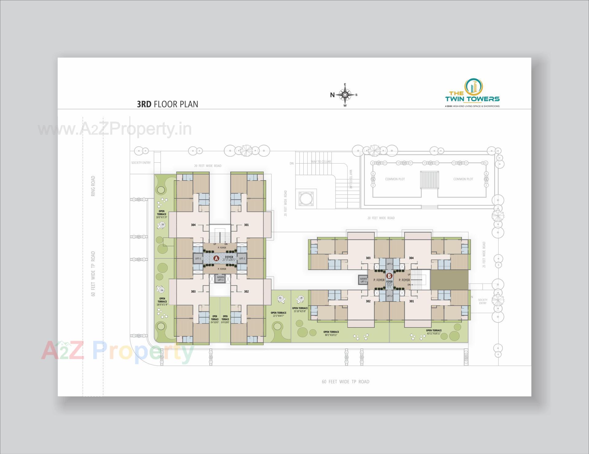 Layout of real estate project The Twin Towers located at Hanspura, Ahmedabad, Gujarat
