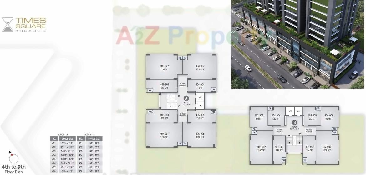 Layout of real estate project Times Square Arcade located at City, Ahmedabad, Gujarat