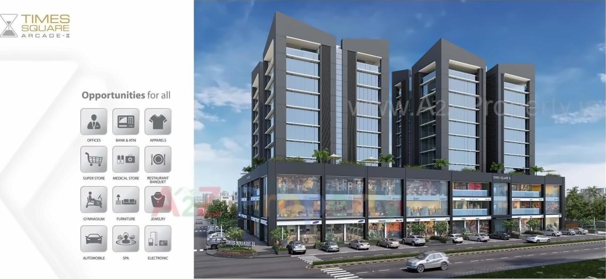 3D Elevation of real estate project Times Square Arcade located at City, Ahmedabad, Gujarat