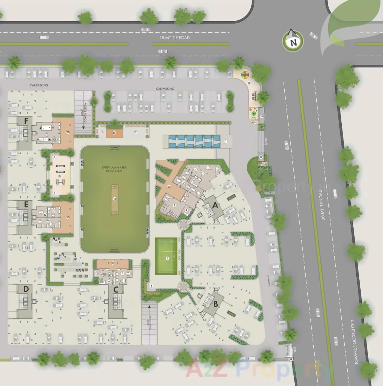 Layout of real estate project Tirupati Aakruti Greenz located at Chharodi, Ahmedabad, Gujarat