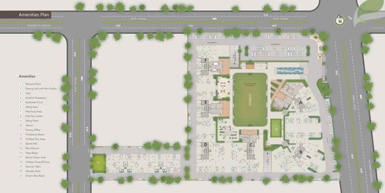 Layout of real estate project Tirupati Aakruti Greenz located at Chharodi, Ahmedabad, Gujarat