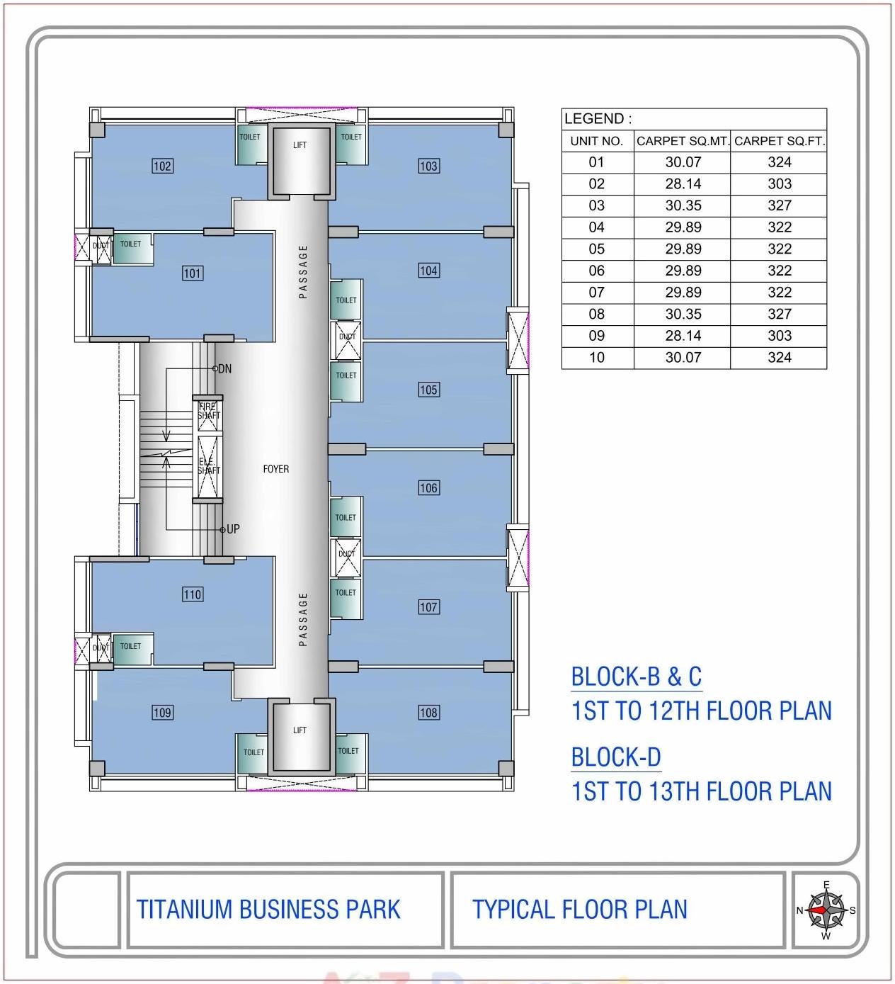 Layout of real estate project Titanium Business Park located at Makarba, Ahmedabad, Gujarat