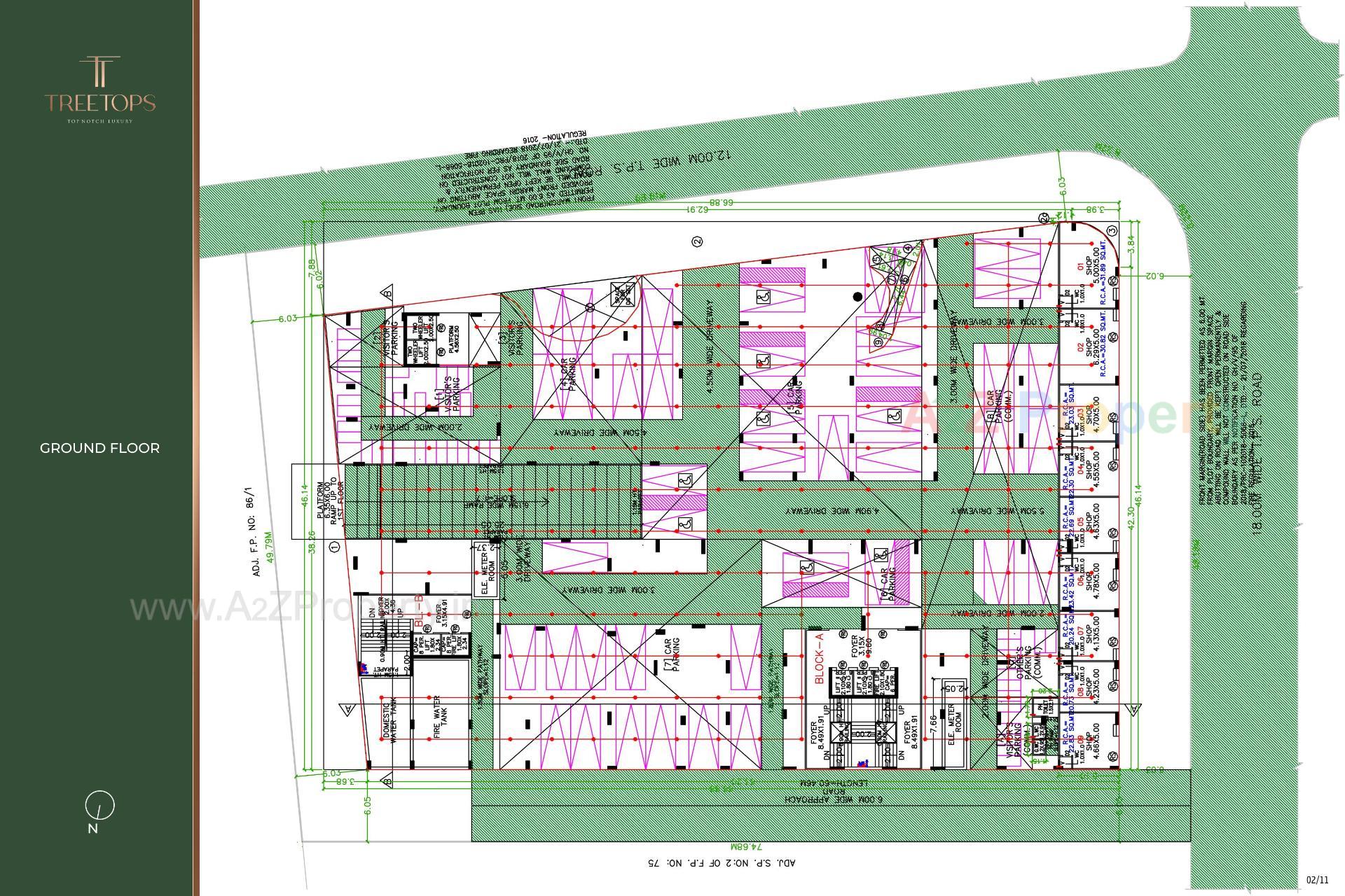 Layout of real estate project Treetop located at Thaltej, Ahmedabad, Gujarat