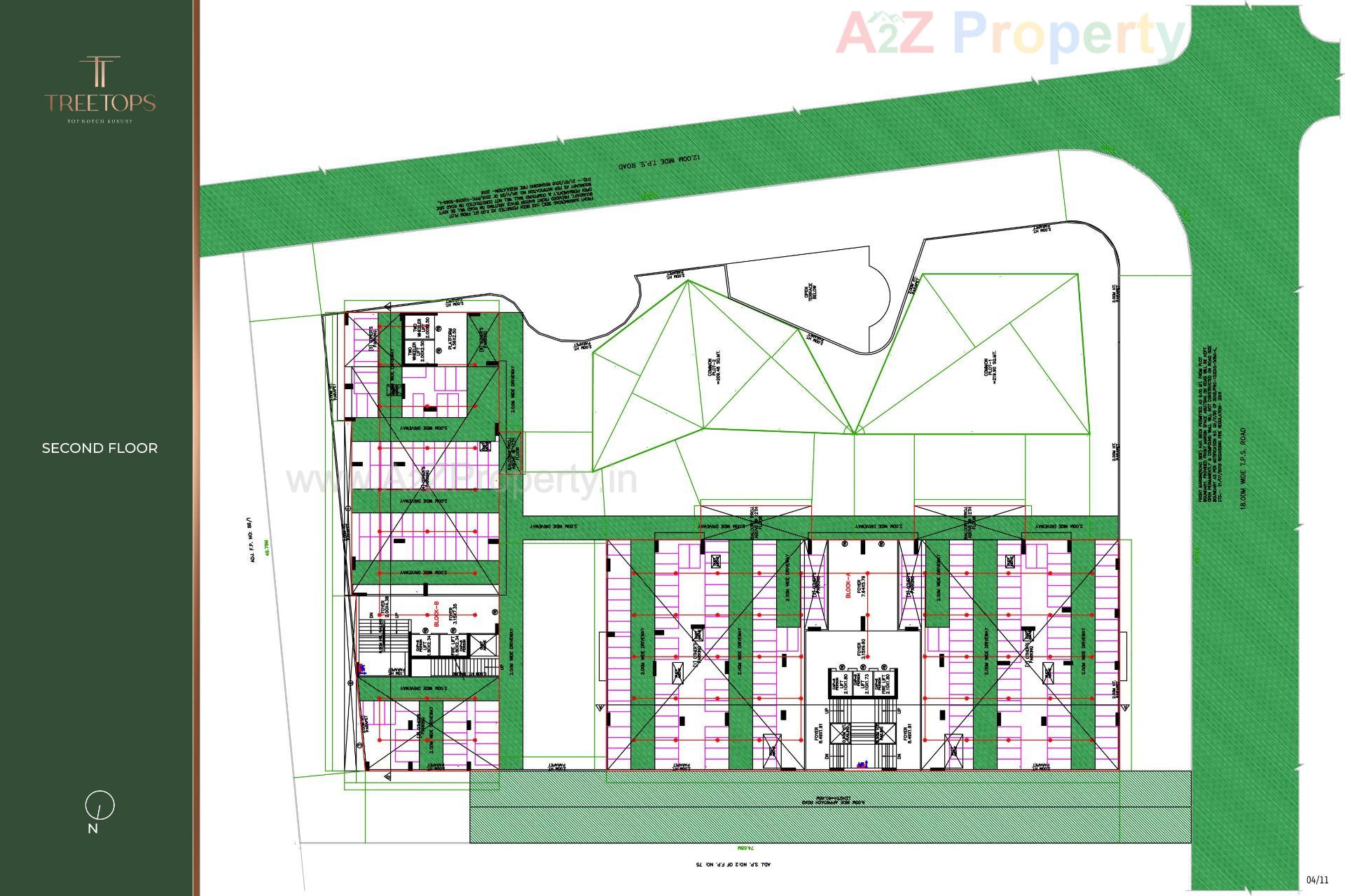 Layout of real estate project Treetop located at Thaltej, Ahmedabad, Gujarat