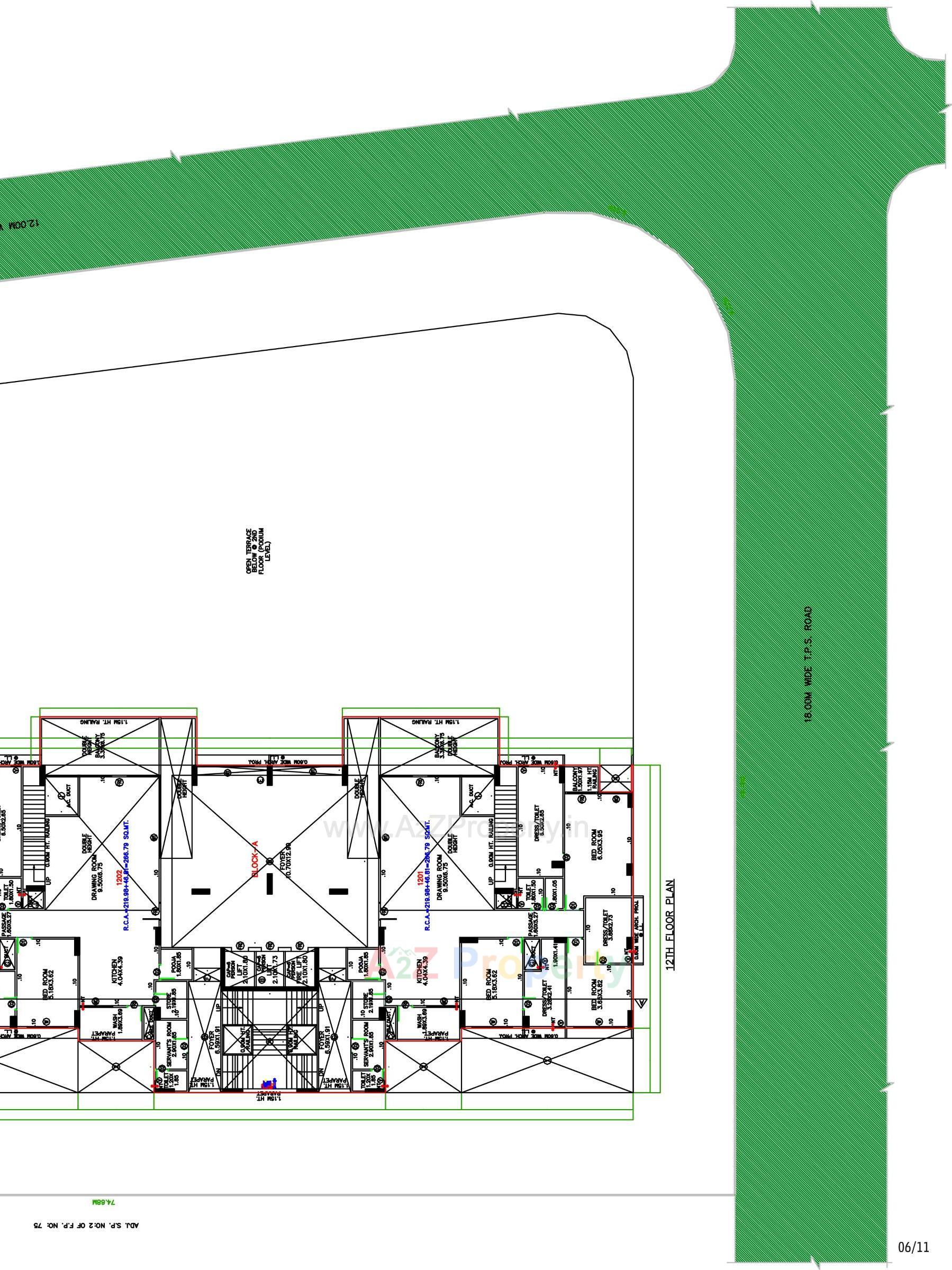 Layout of real estate project Treetop located at Thaltej, Ahmedabad, Gujarat