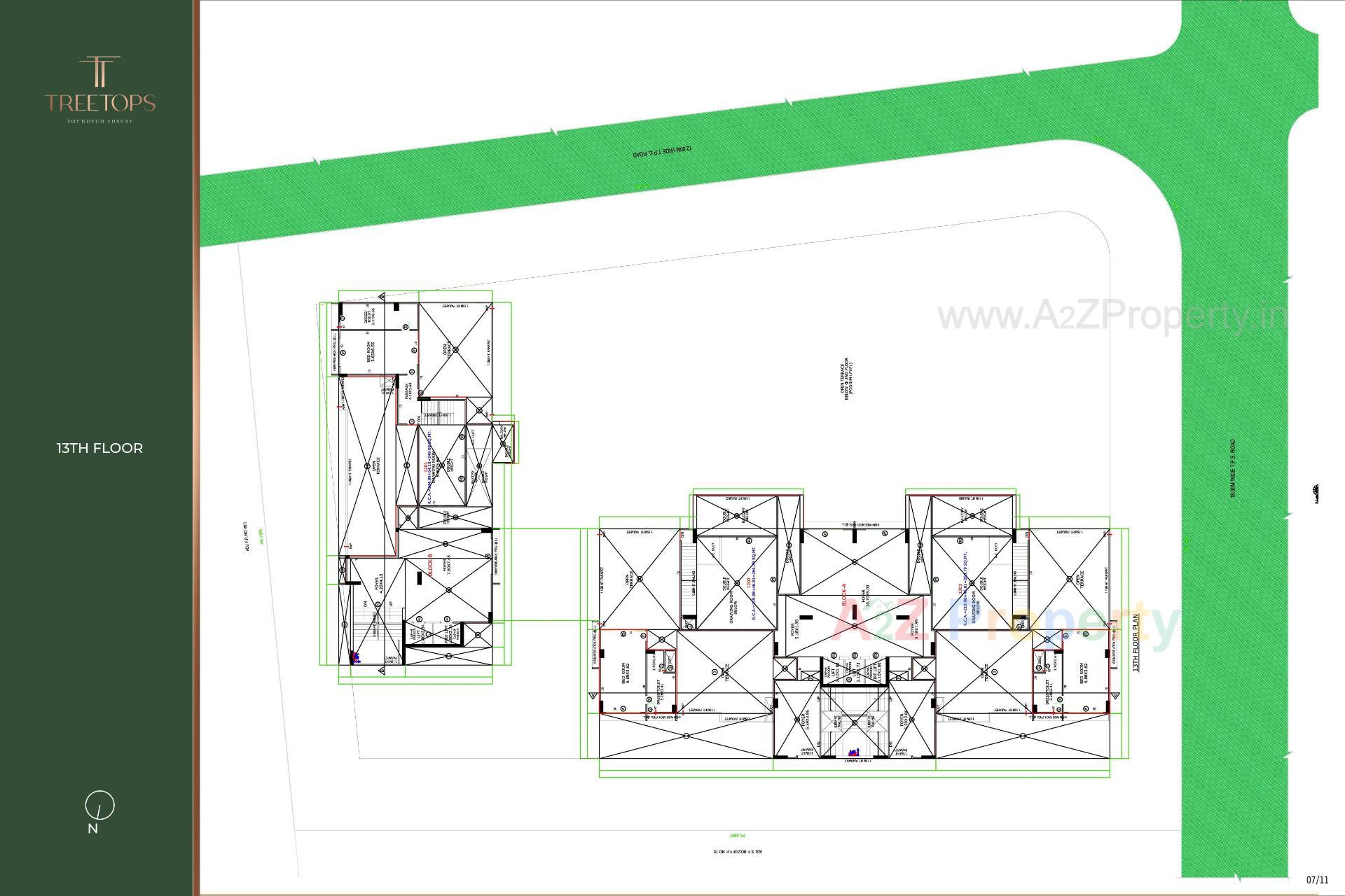 Layout of real estate project Treetop located at Thaltej, Ahmedabad, Gujarat