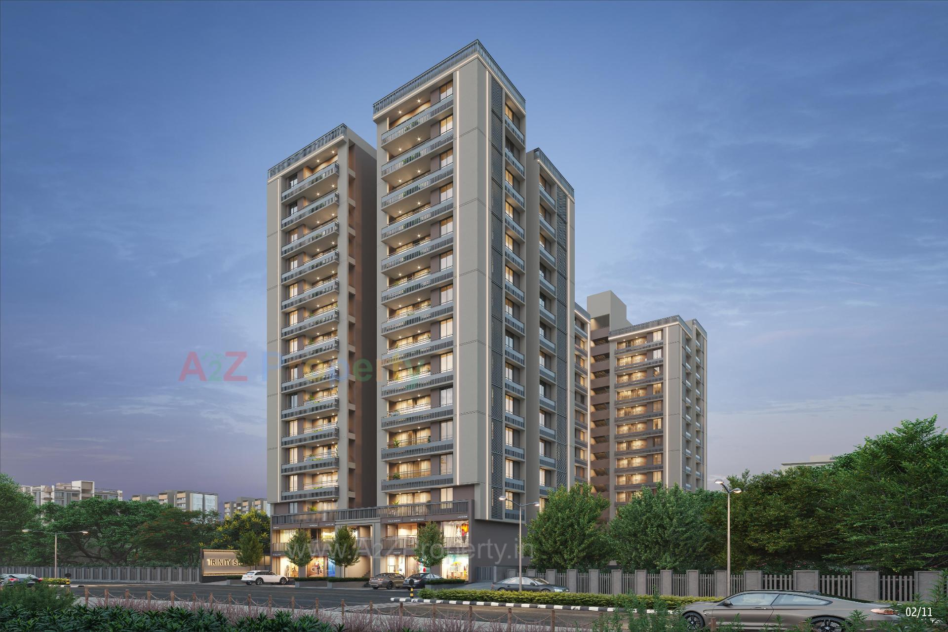 3D Elevation of real estate project Trinity Sky located at Ghuma, Ahmedabad, Gujarat