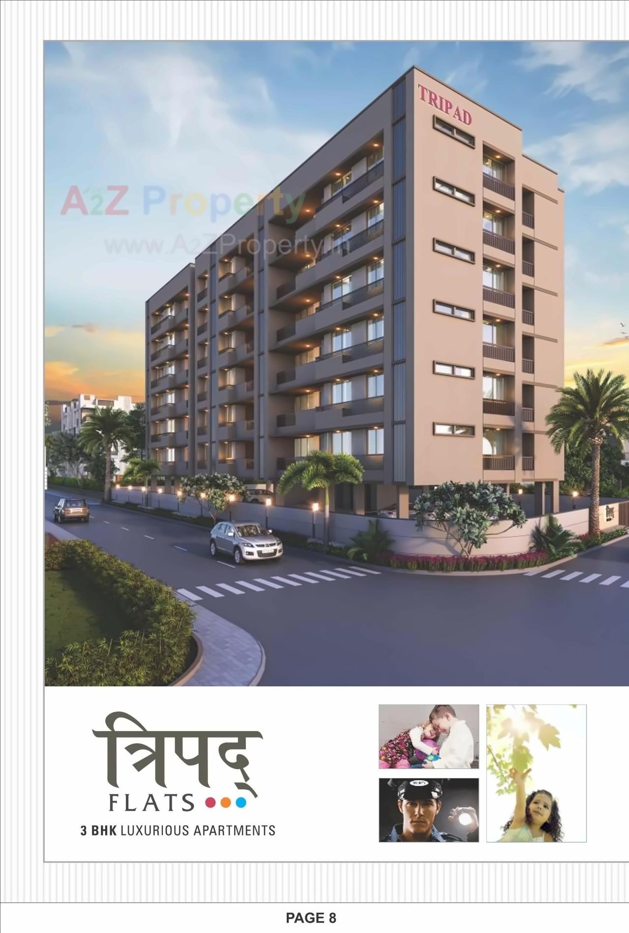 3D Elevation of real estate project Tripad Flat located at Paldi, Ahmedabad, Gujarat