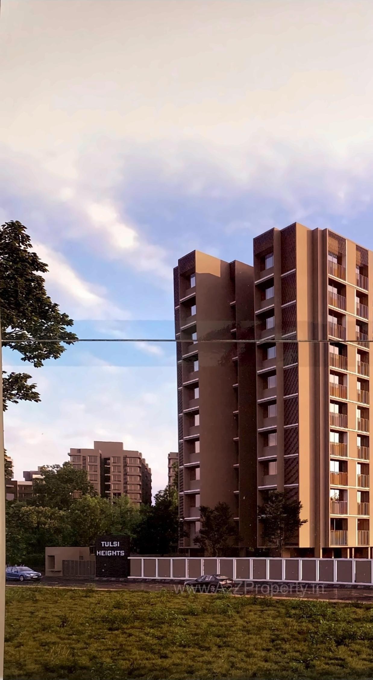 3D Elevation of real estate project Tulsi Heights located at Tragad, Ahmedabad, Gujarat