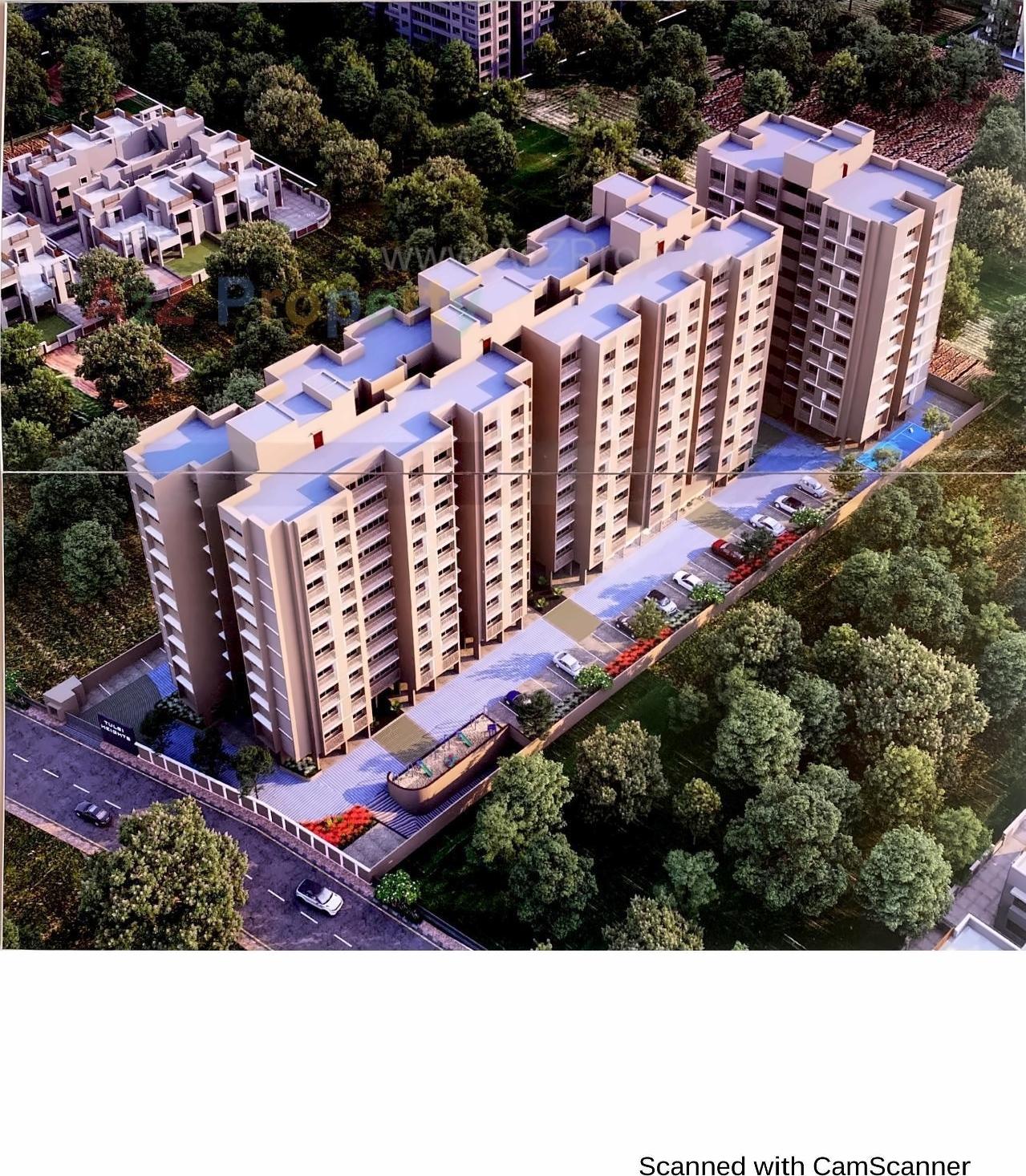 3D Elevation of real estate project Tulsi Heights located at Tragad, Ahmedabad, Gujarat