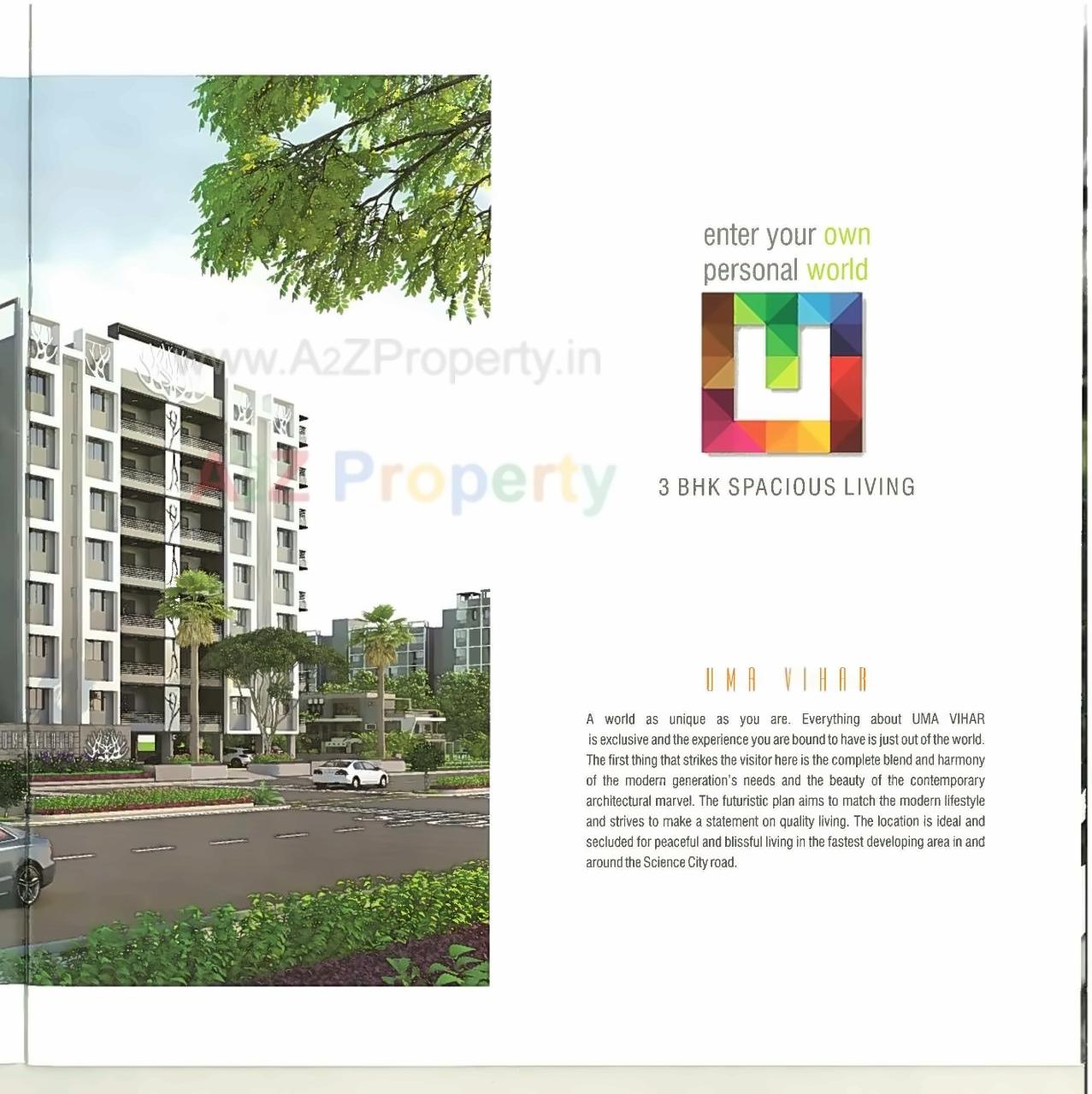 3D Elevation of real estate project Uma Vihar Elysium located at Sola, Ahmedabad, Gujarat