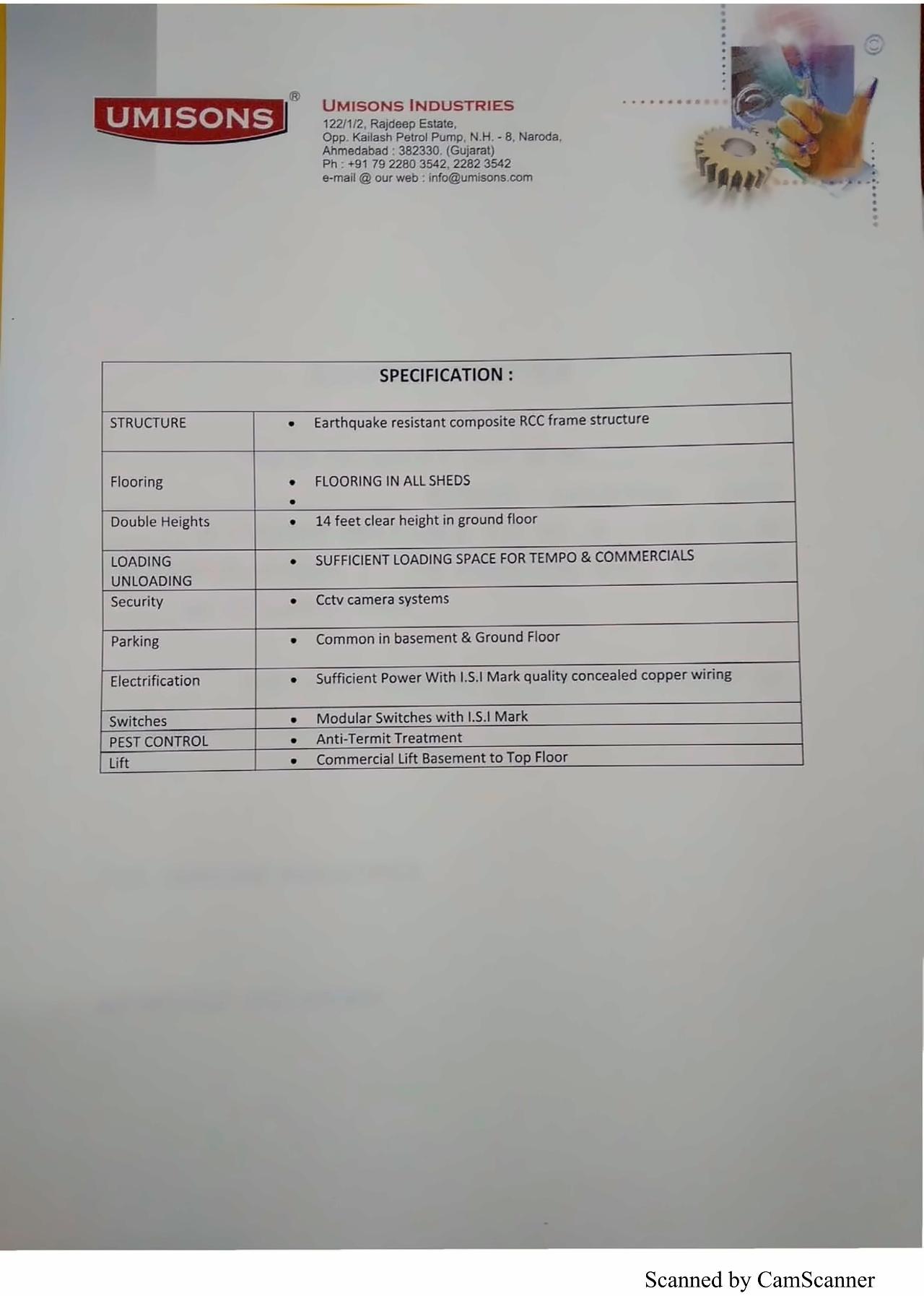  of real estate project Umisons Industries located at Naroda, Ahmedabad, Gujarat