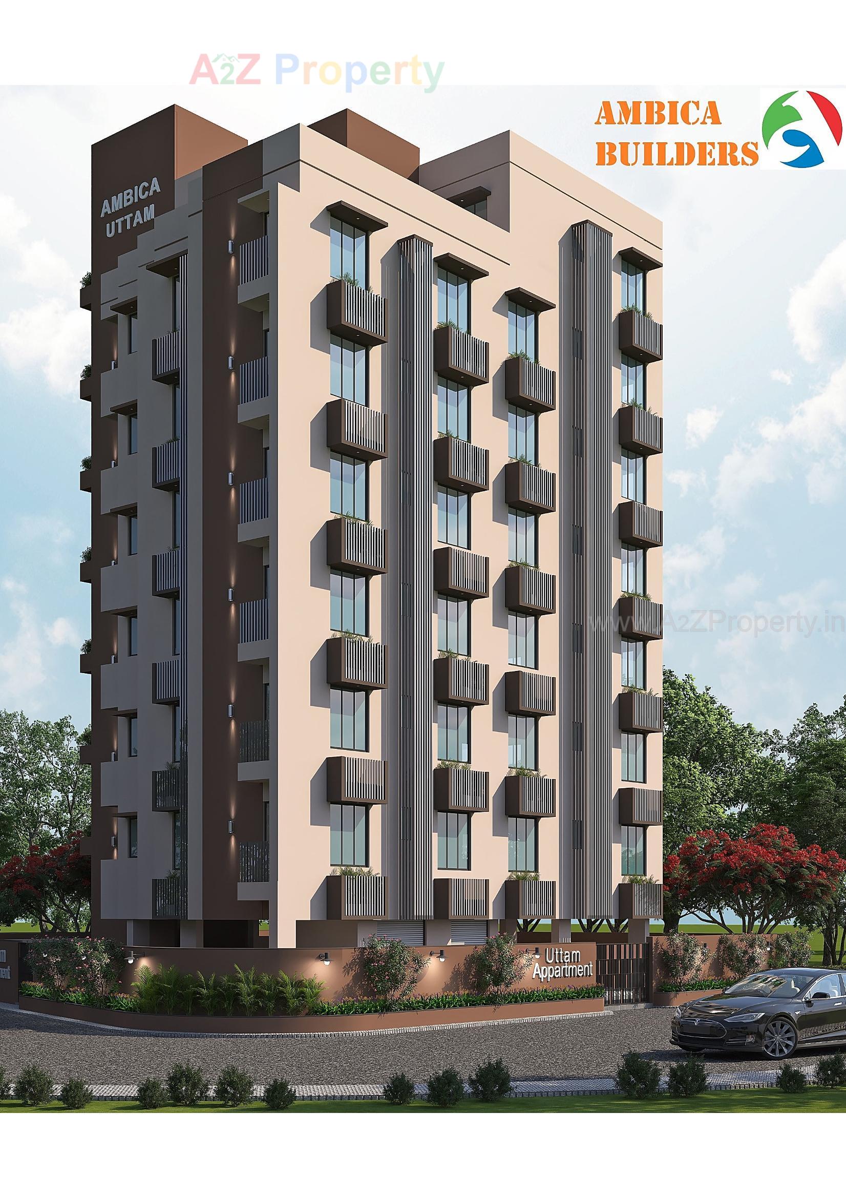 3D Elevation of real estate project Uttam Appartment located at Rajpur - Hirpur, Ahmedabad, Gujarat