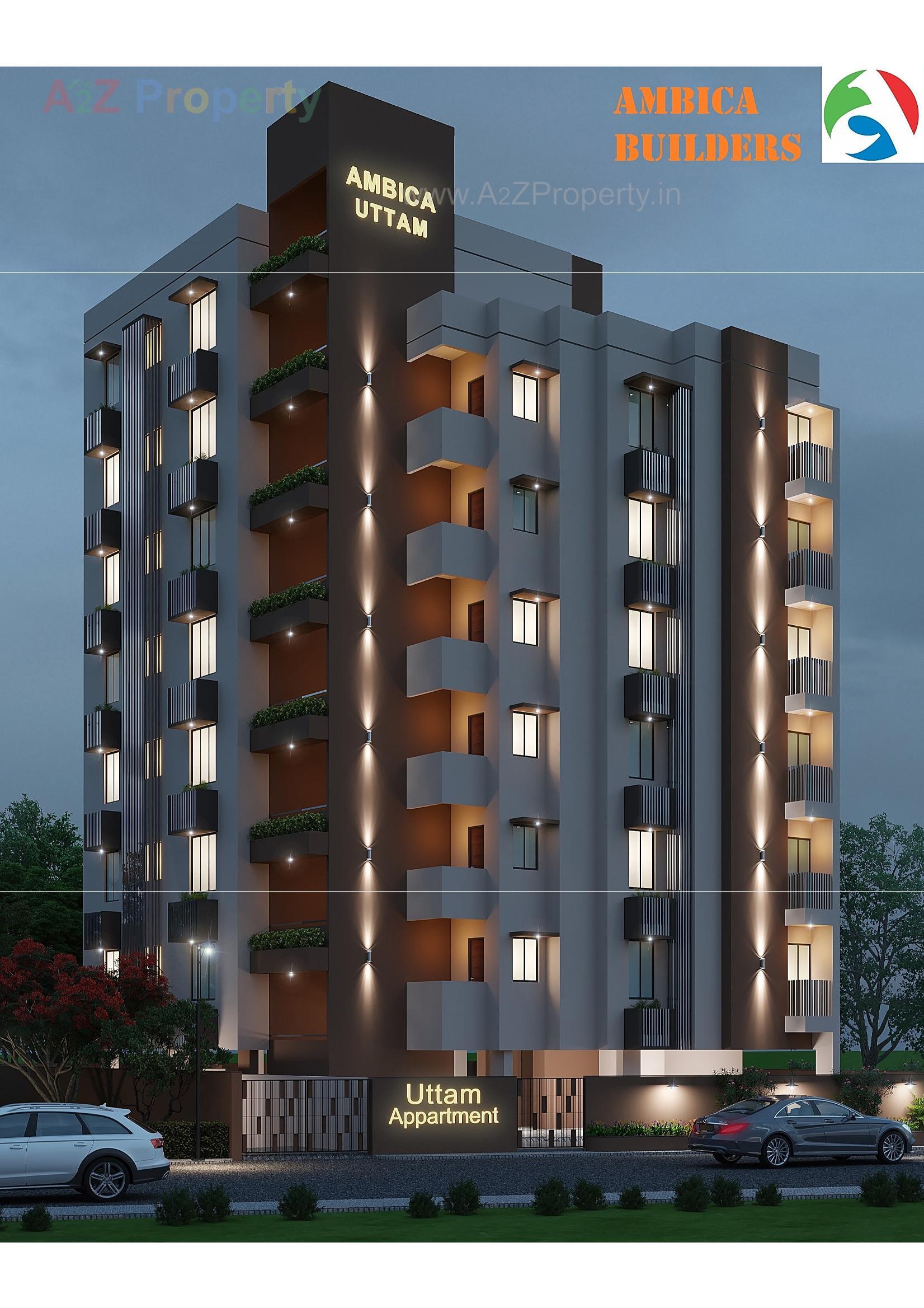 3D Elevation of real estate project Uttam Appartment located at Rajpur - Hirpur, Ahmedabad, Gujarat
