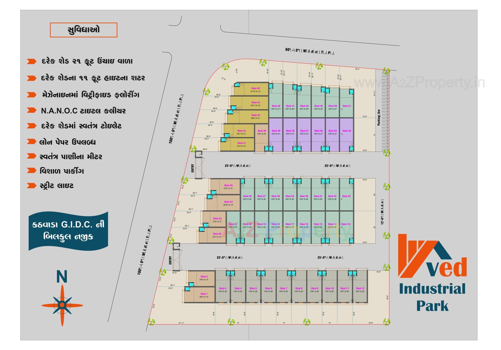 Layout of real estate project Ved Industrial Park located at Kathwada, Ahmedabad, Gujarat