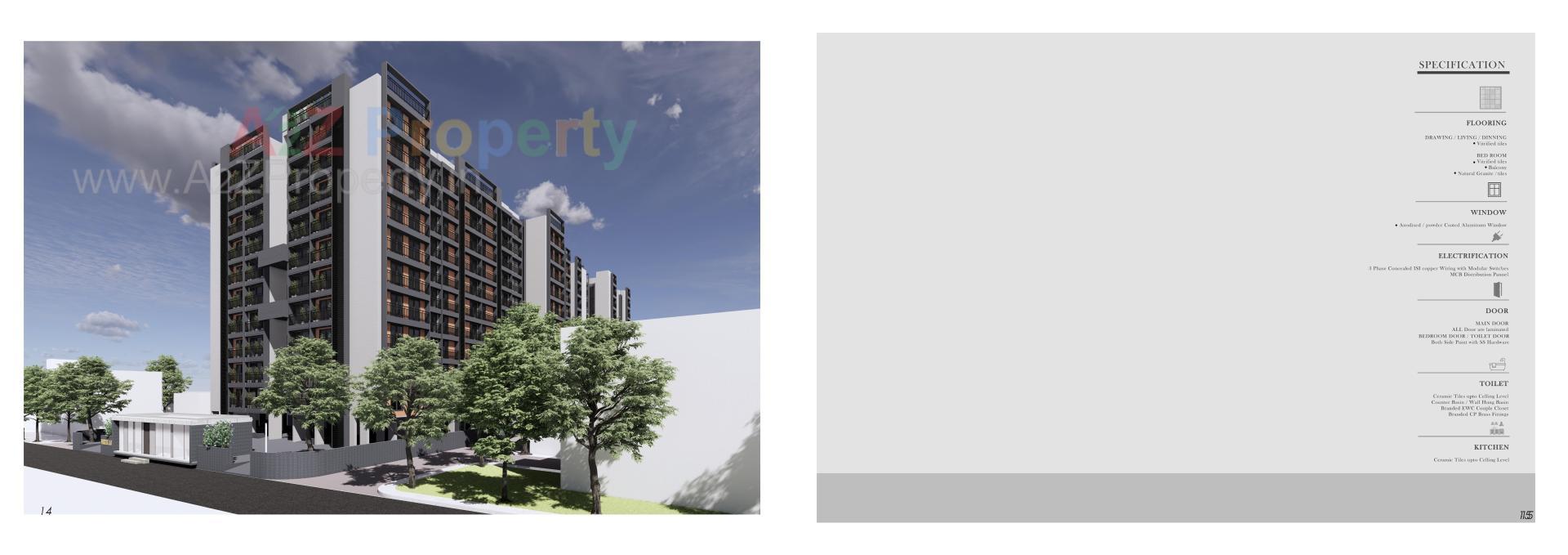 3D Elevation of real estate project Vertex Luxuria located at Memnagar, Ahmedabad, Gujarat