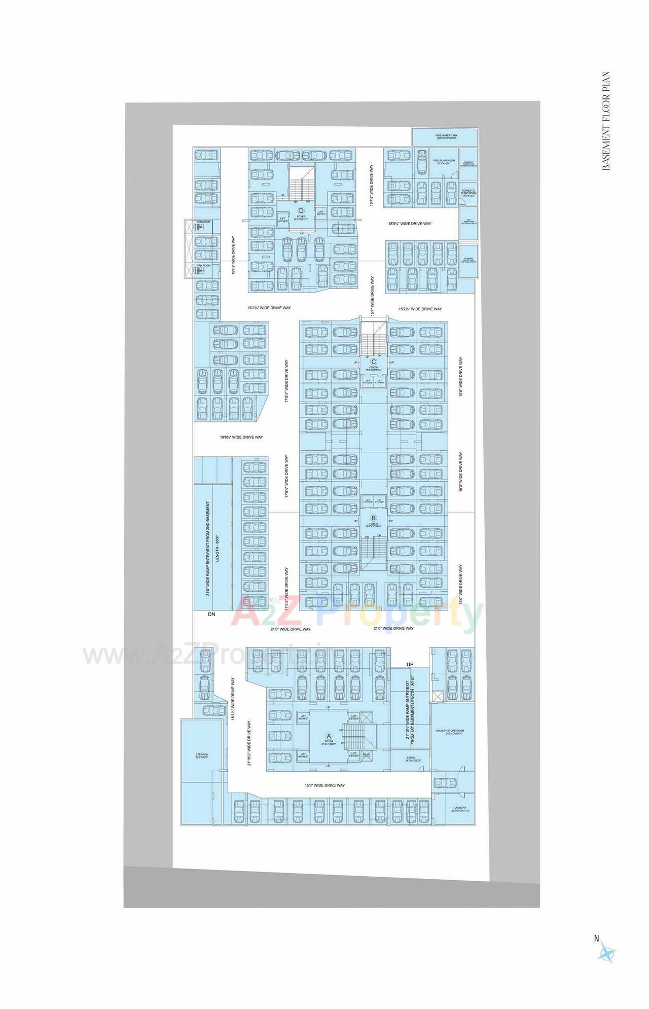 Basementfloorplan of real estate project Vertis located at Sola, Ahmedabad, Gujarat