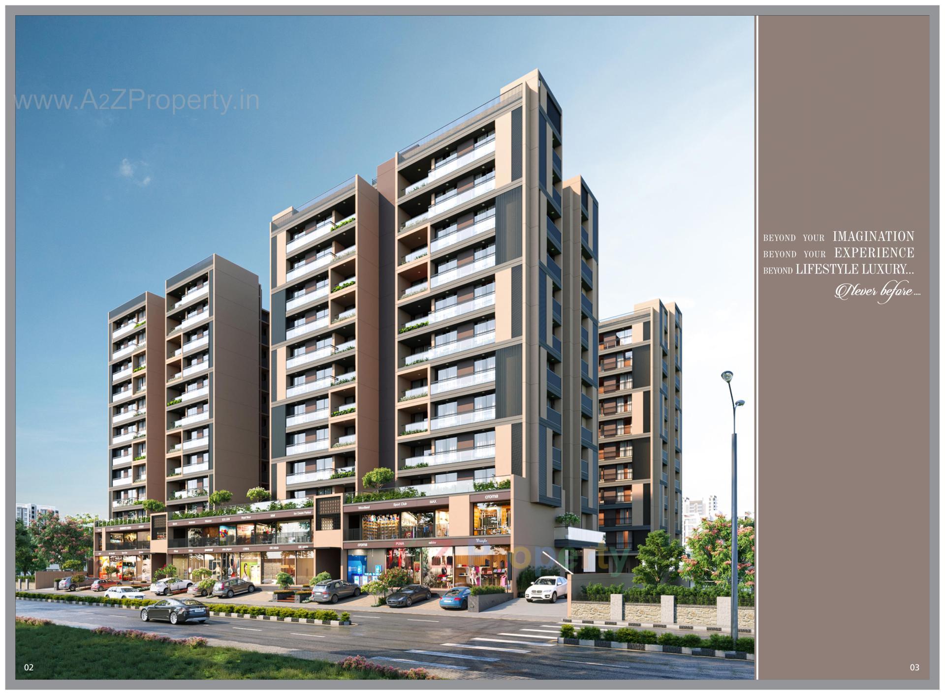 3D Elevation of real estate project Viaan Skyrise located at Vinzol, Ahmedabad, Gujarat