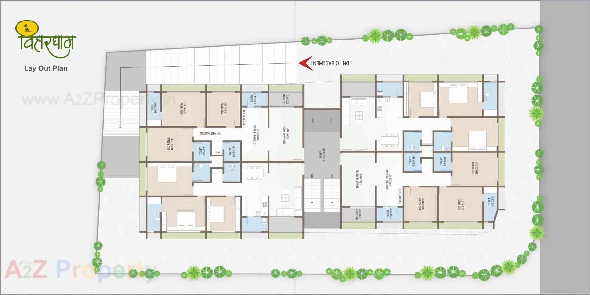 Layout of real estate project Vihardham located at Thaltej, Ahmedabad, Gujarat