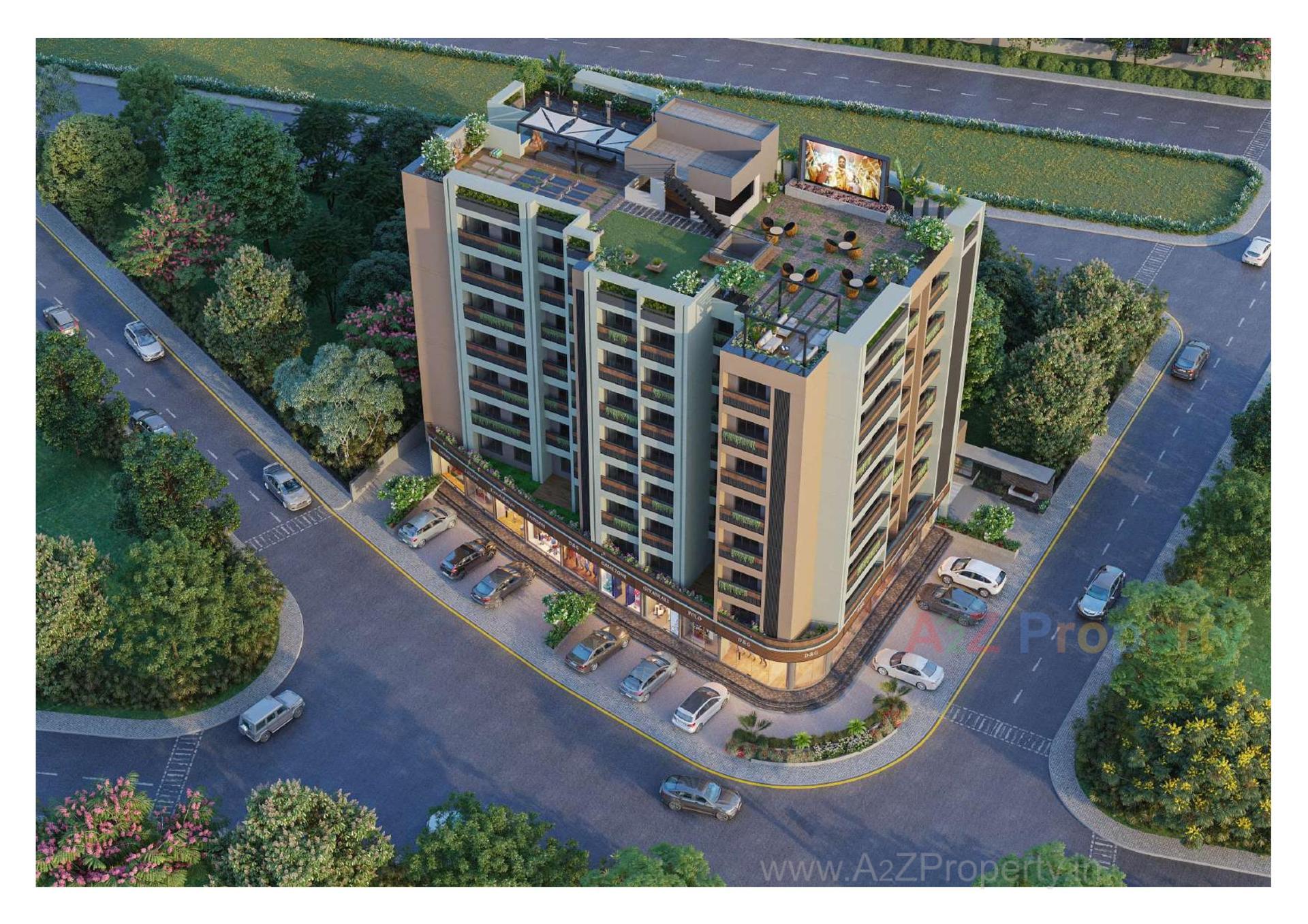 3D Elevation of real estate project Vinayak Embassy located at Shilaj, Ahmedabad, Gujarat