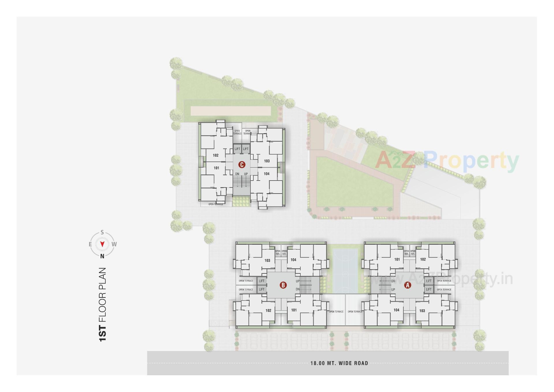 Layout of real estate project Vishakha Eliana located at Tragad, Ahmedabad, Gujarat