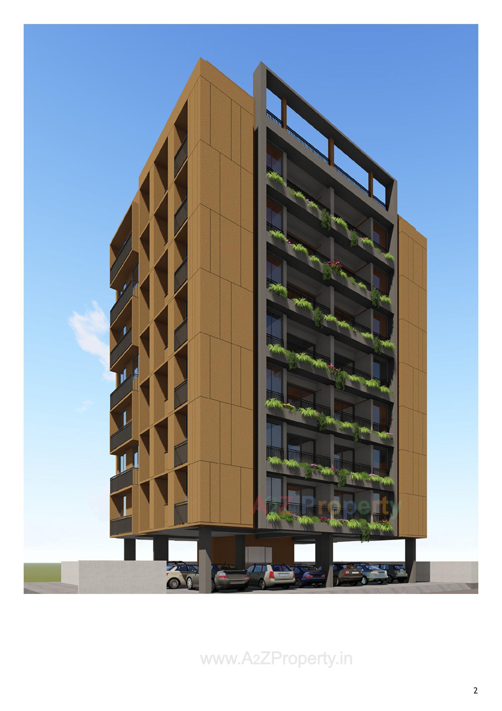 3D Elevation of real estate project Vishranti Apartment located at Thaltej, Ahmedabad, Gujarat