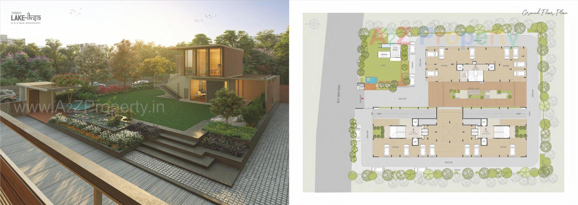 Layout of real estate project Vishwa Lake Iksa located at Memnagar, Ahmedabad, Gujarat