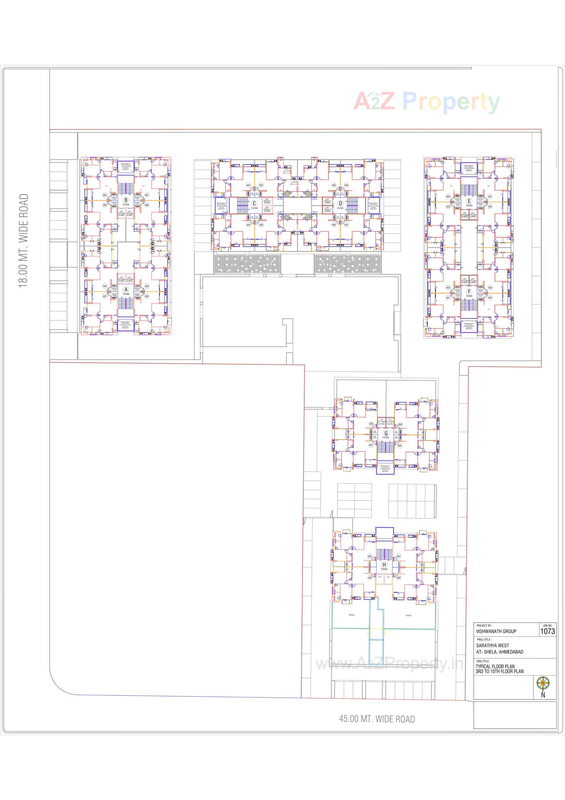 Layout of real estate project Vishwanath Sarathya West located at Shela, Ahmedabad, Gujarat