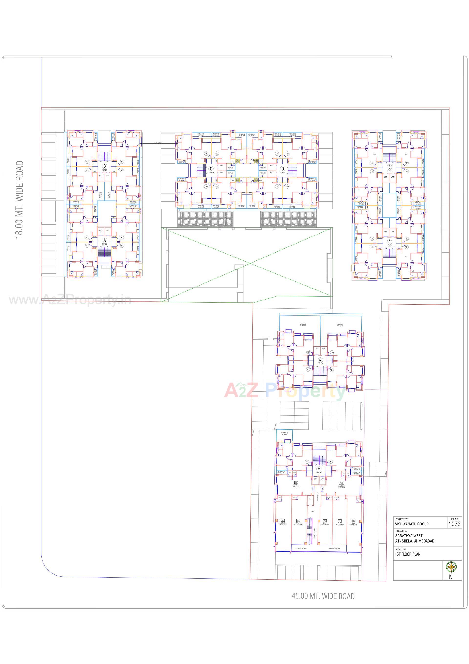 Layout of real estate project Vishwanath Sarathya West located at Shela, Ahmedabad, Gujarat