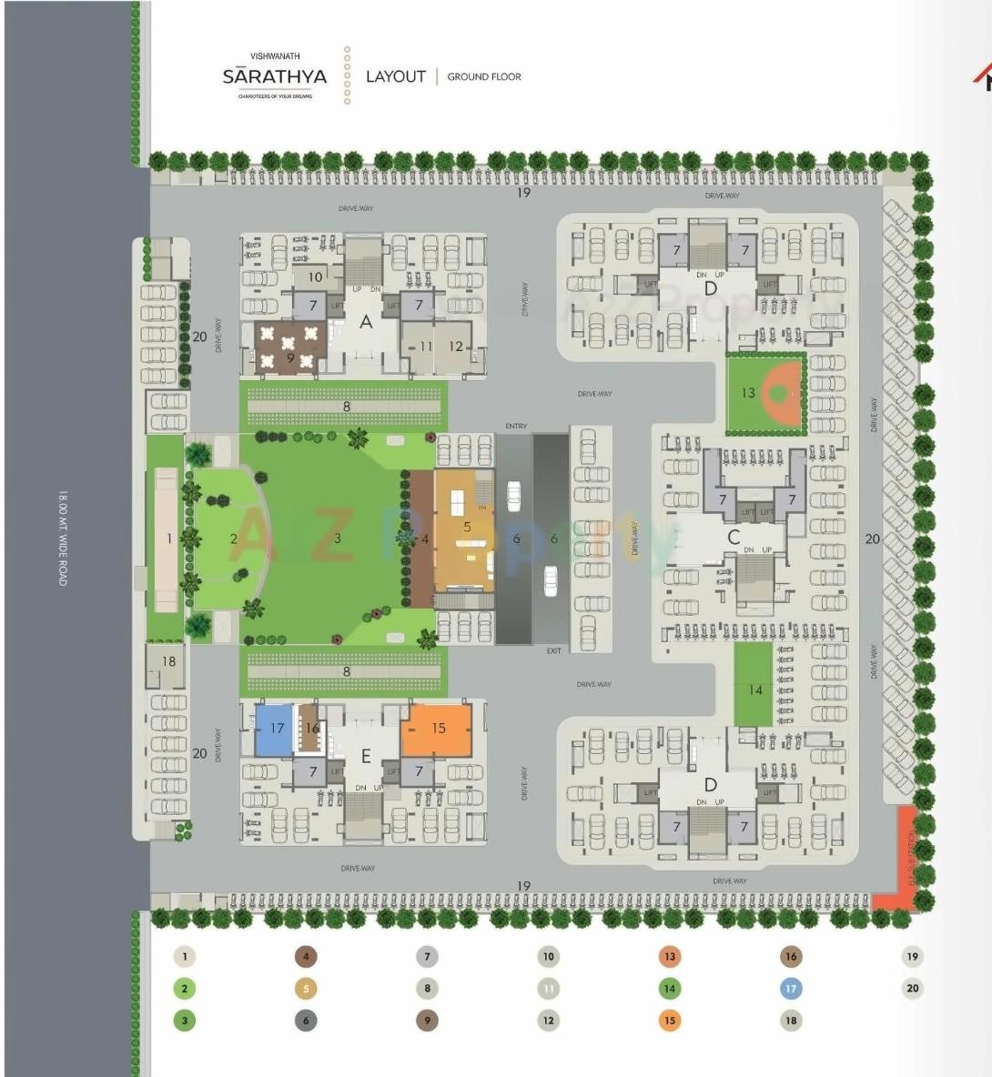 Layout of real estate project Vishwanath Sarathya located at Shela, Ahmedabad, Gujarat
