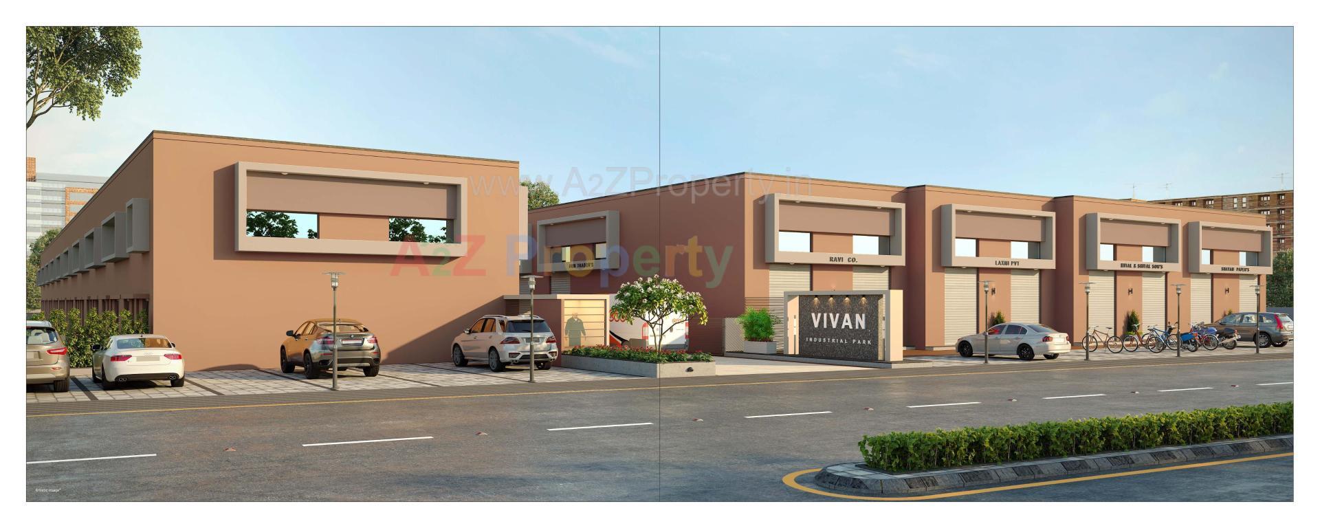 3D Elevation of real estate project Vivan Industrial Park located at Kathwada, Ahmedabad, Gujarat