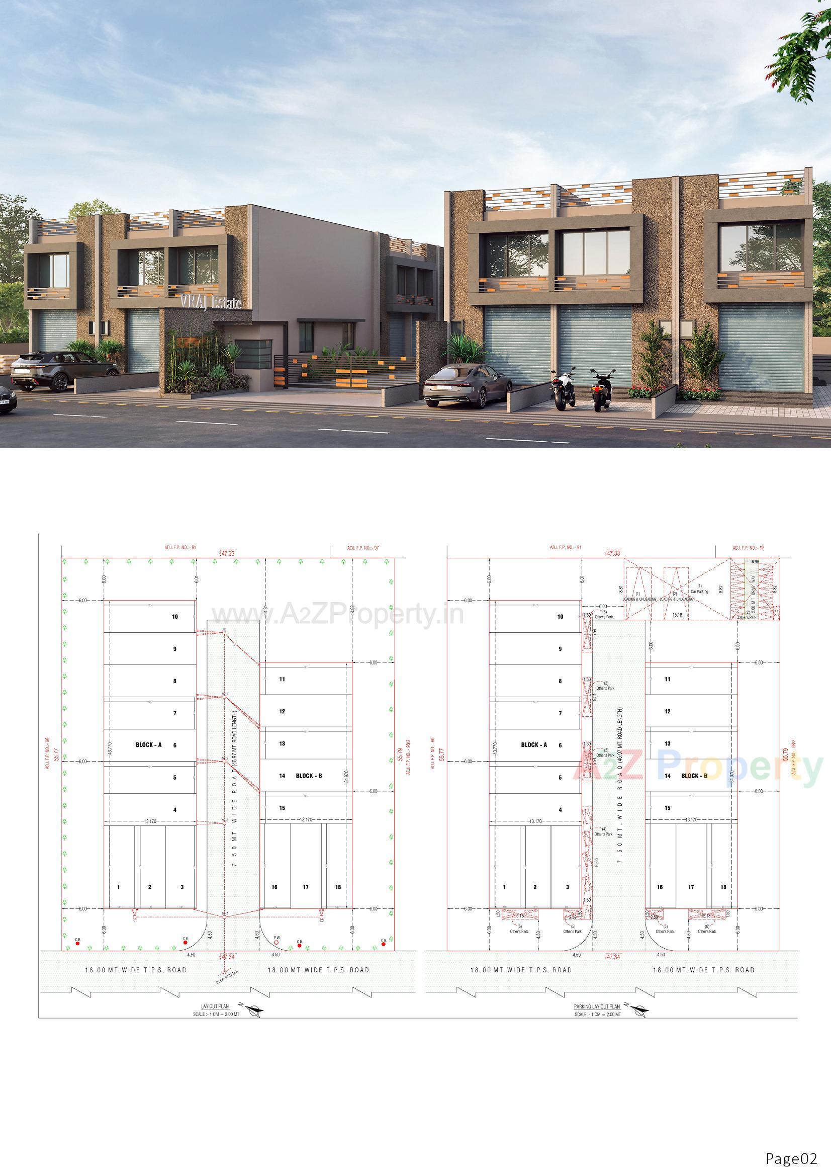 Layout of real estate project Vraj Estate located at Ramol, Ahmedabad, Gujarat