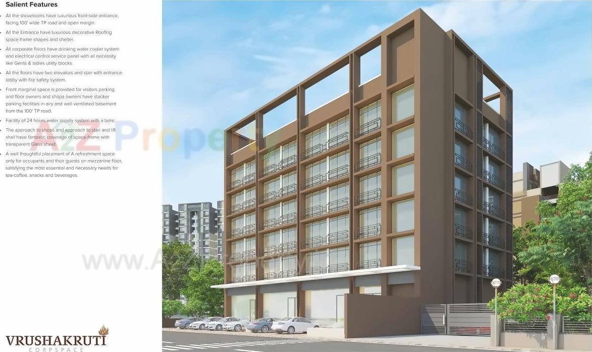 3D Elevation of real estate project Vrushakruti Corpspace located at Vejalpur, Ahmedabad, Gujarat