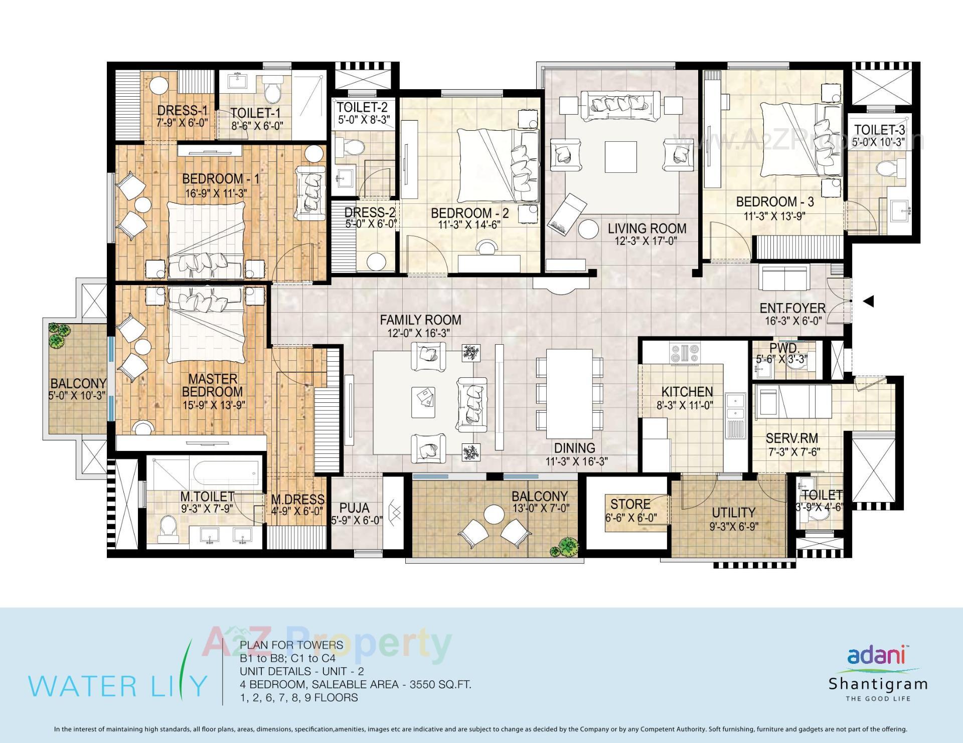 Layout of real estate project Water Lily Ph (towers   C5,c6,c11,c12) located at Khodiyar, Ahmedabad, Gujarat