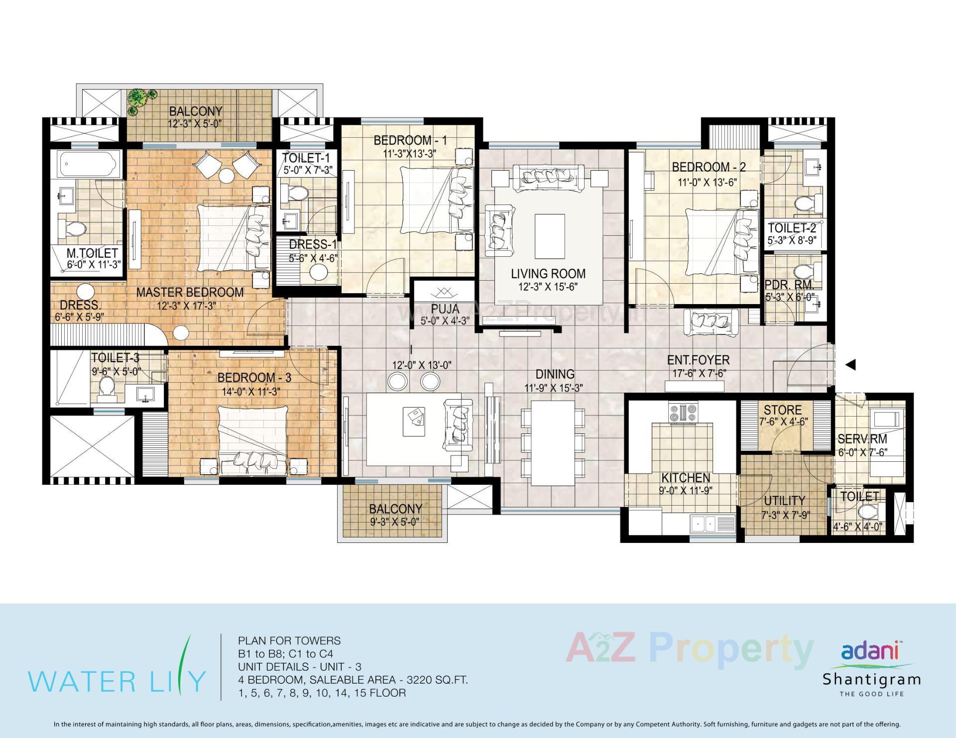 Layout of real estate project Water Lily Ph (towers   C5,c6,c11,c12) located at Khodiyar, Ahmedabad, Gujarat