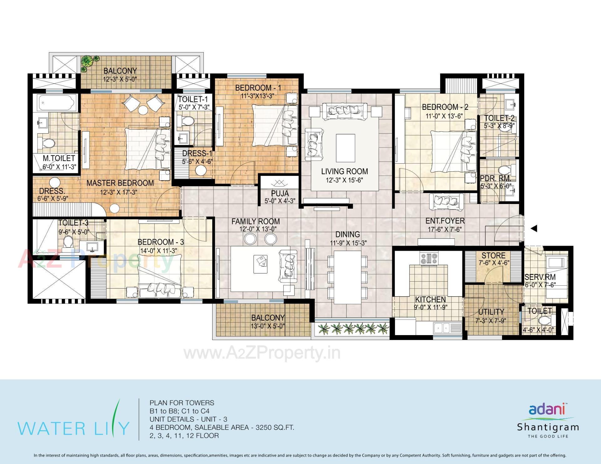Layout of real estate project Water Lily Ph (towers   C5,c6,c11,c12) located at Khodiyar, Ahmedabad, Gujarat