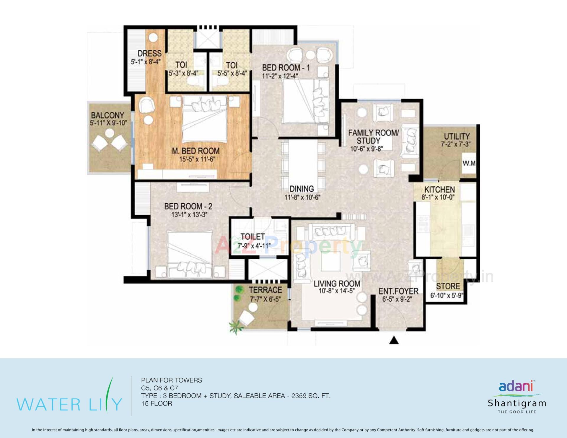 Layout of real estate project Water Lily Ph (towers   C5,c6,c11,c12) located at Khodiyar, Ahmedabad, Gujarat