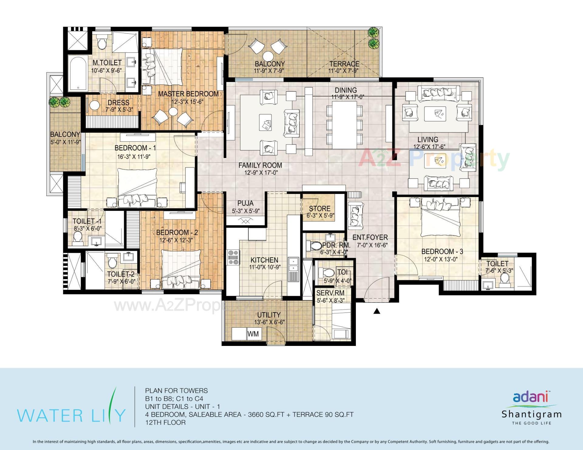 Layout of real estate project Water Lily Ph (towers   C5,c6,c11,c12) located at Khodiyar, Ahmedabad, Gujarat