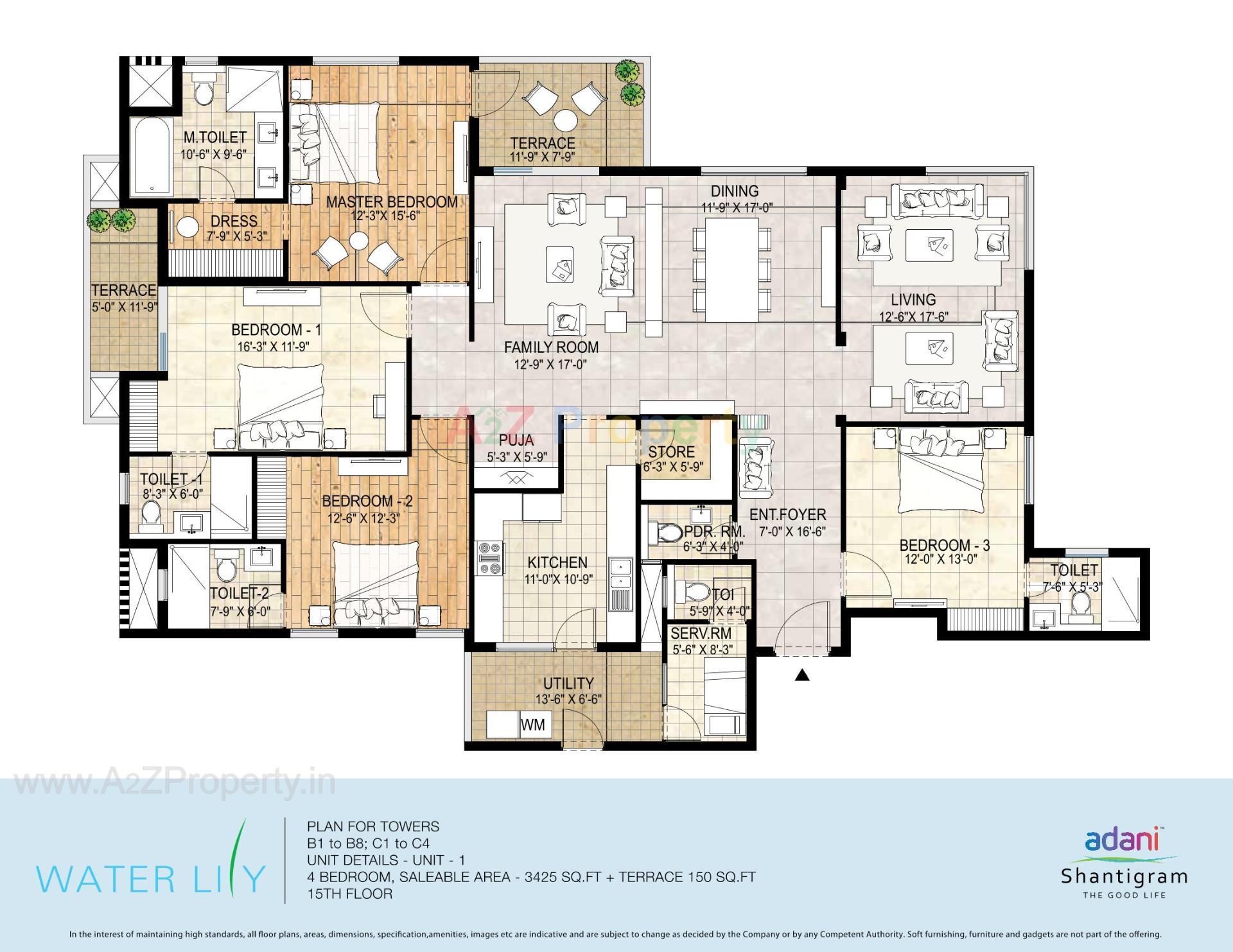 Layout of real estate project Water Lily Ph (towers   C5,c6,c11,c12) located at Khodiyar, Ahmedabad, Gujarat