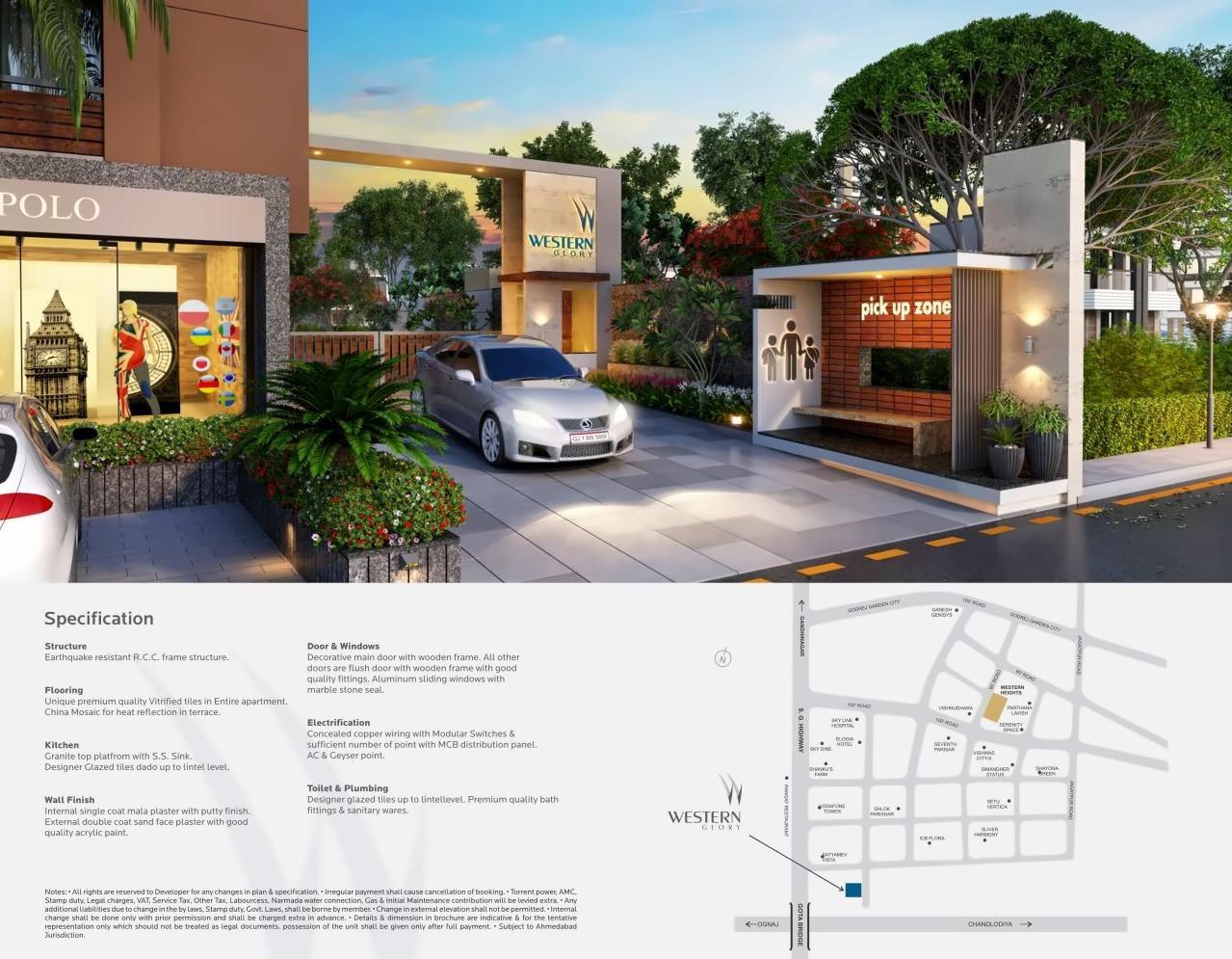 3D Elevation of real estate project Western Glory located at Gota, Ahmedabad, Gujarat